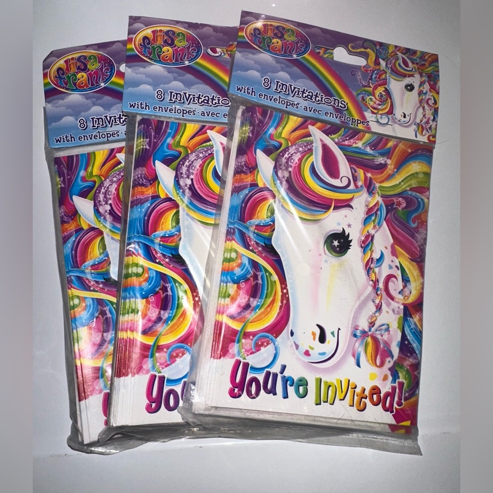 Lisa Frank Colorful Unicorn Invitations - Multicolor